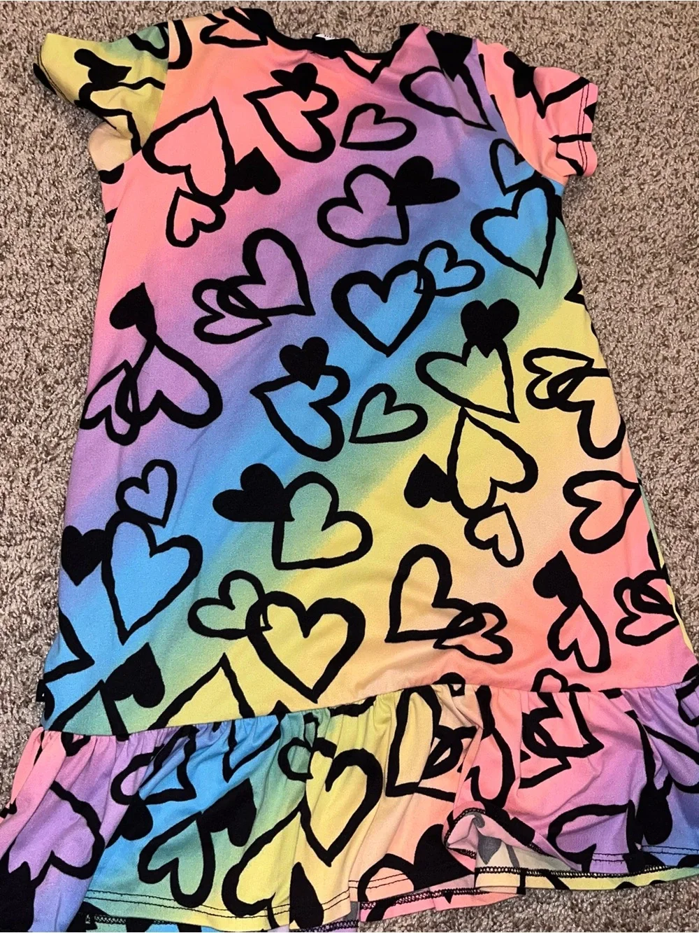 Girls Pixie Lane short sleeve pajama nightgown rainbow hearts size 7